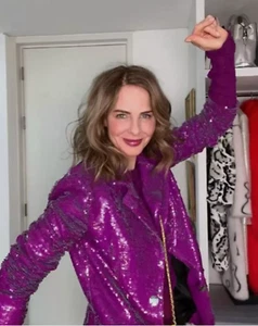 Zara Trinny Purple Sequin Blazer BNWT Oversized 💕size M Rare - Picture 1 of 11