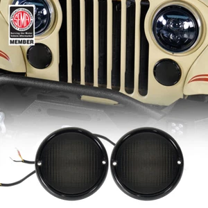 Luz de señal de giro delantera LED ámbar para Jeep CJ-5 CJ-7 CJ-8 76-86 con DRL blanco - Imagen 1 de 15