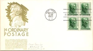 FDC 1963 SC #1209 Yellow Anderson Cachet - New York, Ny - Block Of 4 - J5880 - Picture 1 of 2