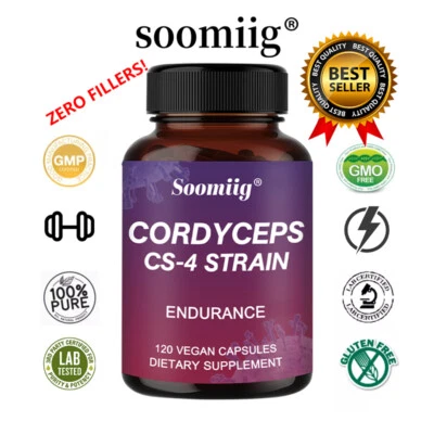 SOOMIIG Estratto di Cordyceps Sinensis - 120 capsule - 750 mg - CS-4 - 8% acido cordicepico