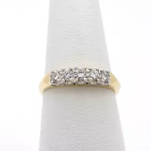 14k Gold Natural Diamond 5 Stone Wedding Anniversary Band Ring Knife Edge - Picture 1 of 12