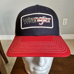 Wrangler Logo Netz Trucker Mütze verstellbar Druckknopflasche Kappe USA patriotisch Einheitsgröße - Bild 1 von 5
