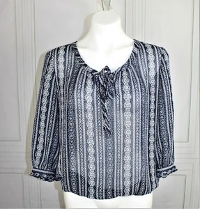 Banana Republic PL Petite Large Damenbluse Oberteil neu mit Etikett $ 60 Bauern blau weiß - Bild 1 von 6