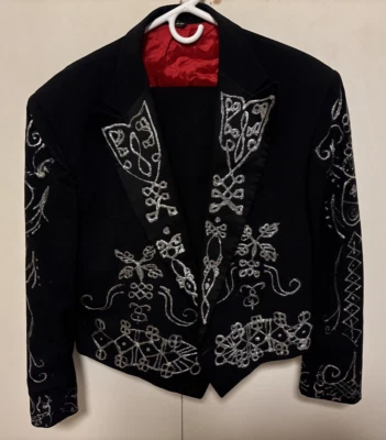 Blazer masculino vintage anos 80 Pagano West preto cropped sudoeste dos EUA cowboy rodeio - Imagem 1 de 4