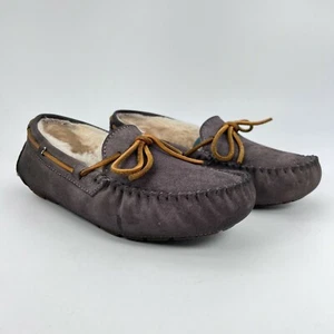 UGG Dakota Women Size 7 Moccasin Slippers Suede Gray Slip On Sheepskin - Picture 1 of 12