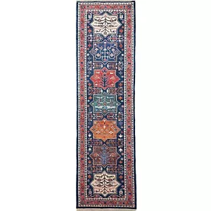 Handmade (2'9" x 9'8") Blue Qashqai Tribal Afghan Veg Dye Wool Runner Rug - Picture 1 of 9