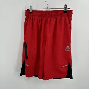 Reebok Hombres Talla S Rojo Correr Gimnasio Pantalones Cortos Atléticos Baloncesto Cremallera Bolsillo Reflectante - Imagen 1 de 6