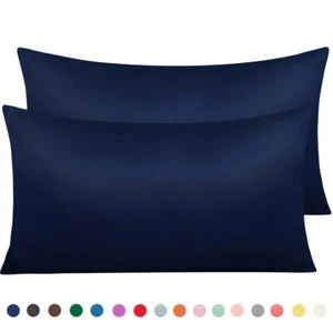 Paquete de 2 fundas de almohada satinadas de calidad premium sensación de enfriamiento suave con cremallera oculta - Imagen 1 de 139
