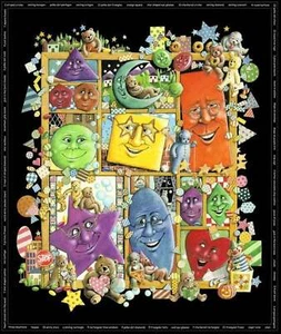 Shadowbox Hunt Bears & Crowns Black 35" Panel 100% Cotton Fabric by The Panel - Picture 1 of 1