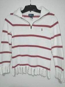 Polo by Ralph Lauren Youth Girls Sweater 1/4th Zip w/Tassels Designer Sz M 10-12 - Picture 1 of 6