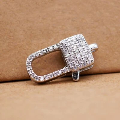 Sterling Silver Sparking Square Lobster Clasp for Bracelet Necklace A5197 - Image 1 of 4
