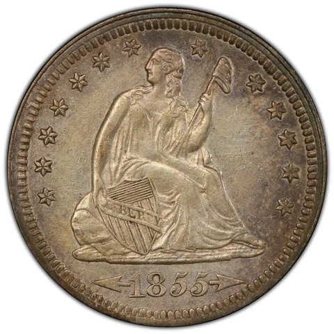1855 Seated Liberty Quarter with Arrows - Choice AU Details - Rare Coin! Cover