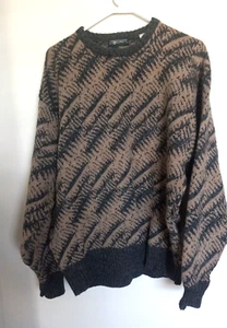 Vintage JT Beckett Mens XL Brown Wool Blend Long Sleeve Sweater 1990s Chunky - Picture 1 of 3