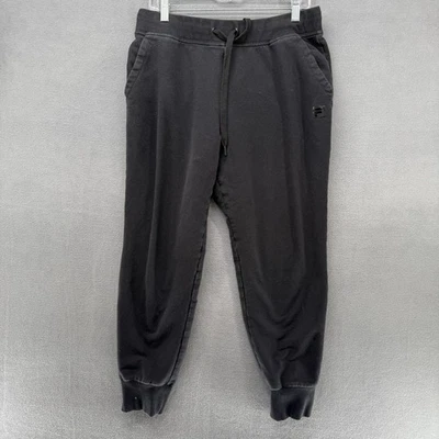 Calça de moletom Fila feminina grande preta com cordão bolsos de barra roupa ativa - Imagem 1 de 4