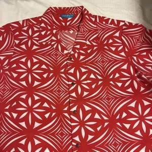 Vintage Keiki Gecko Hawaiian Shirt 3XL Red Tribal - Picture 1 of 11