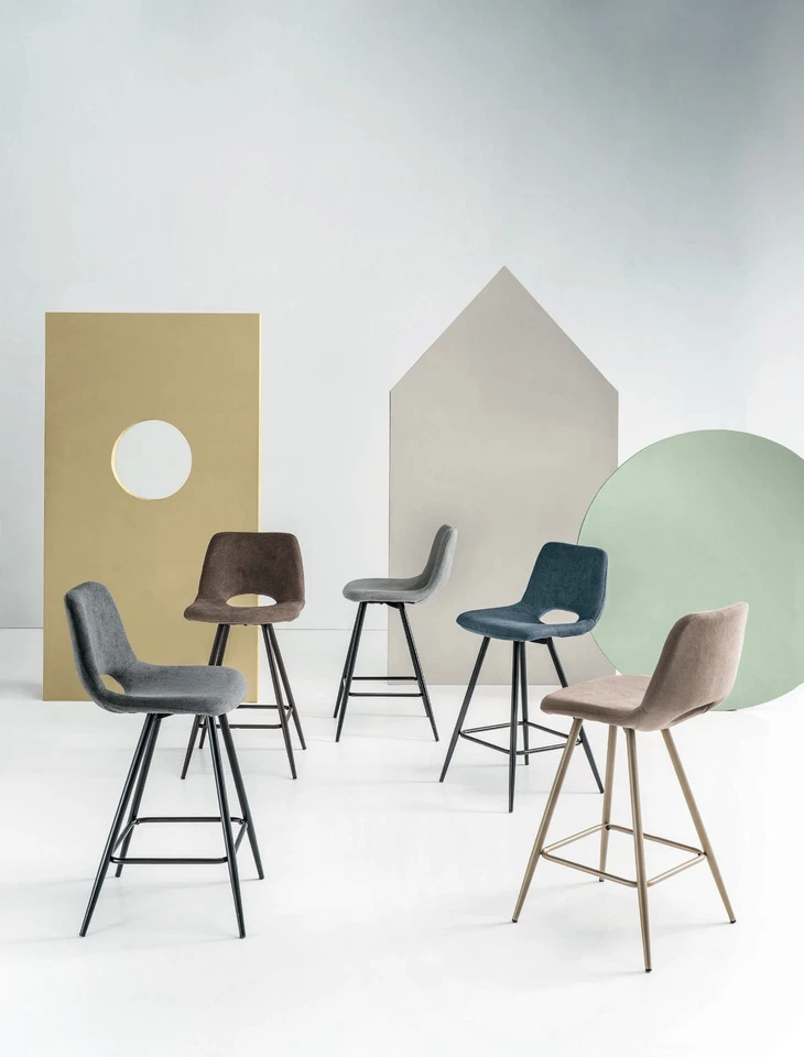 Set 2 Hocker Stoff Modernes Design für Esszimmer Oder BAR CIC-929 - Bild 1 von 1