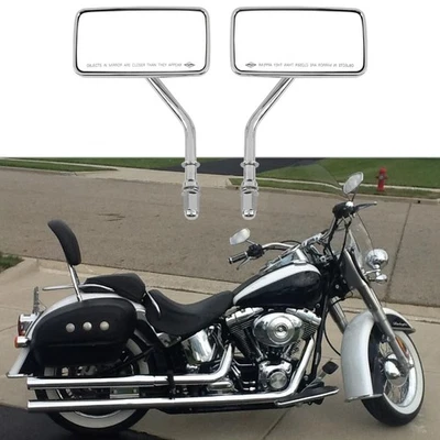Хромированные прямоугольные мотоциклетные зеркала заднего вида для Harley Davidson Softail Deluxe - Изображение 1 из 4