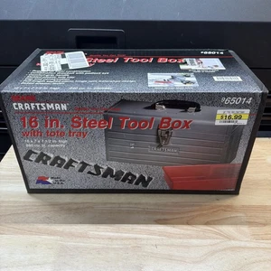 Vintage VERSIEGELT Craftsman Stahl Werkzeugkiste 16" Zoll Werkzeugkiste & Tragetasche USA 65014 NOS - Bild 1 von 7