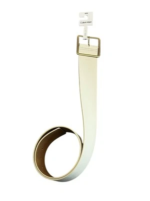 Cinturón de cuero Calvin Klein para mujer mediano hueso blanco oro hebilla ancho precio de venta sugerido por el fabricante 45 USD nuevo con etiquetas Foto 1 de 4