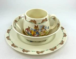 Bunnykins Kinder 3 tlg Geschirrset Bone China Teller Schale Tasse Royal Doulton - Bild 1 von 13