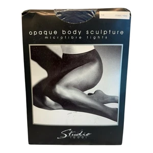 Vintage Lerner Studio Tights Opaque Microfiber Body Sculpture Tall Classic Navy - Picture 1 of 2