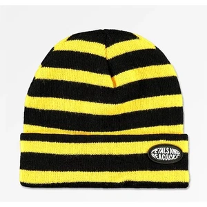 Petals and Peacocks schwarz & gelb gestreifte Beanie Herren Einheitsgröße - Bild 1 von 6