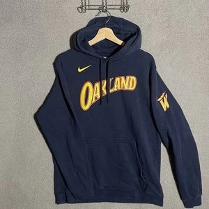 Felpa con cappuccio Oakland Golden State Warriors Nike uomo grande blu scuro NBA basket - Foto 1 di 8