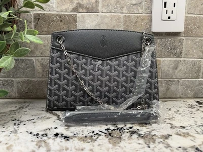 Goyard-inspired Gray Monogram Chain Clutch / Wallet on Chain (WOC) - Image 1 of 2
