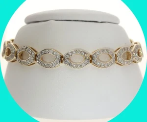 Natural Diamond Oval Link Bracelet .90CT 14K Yellow Gold 7.25” Long - Picture 1 of 7