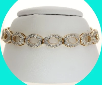 Natural Diamond Oval Link Bracelet .90CT 14K Yellow Gold 7.25” Long - Image 1 of 4