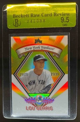 Topps Lou Gehrig Legends 2009 cromo refractor dorado #GR-15 Beckett RCR 9,5 Foto 1 de 2