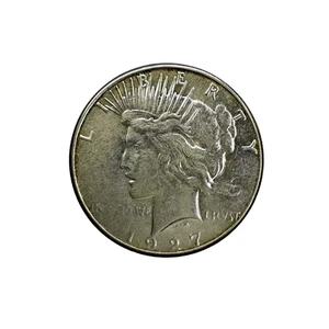 1927-S PEACE DOLLAR AU DETAILS $1 SILVER COIN - Picture 1 of 4