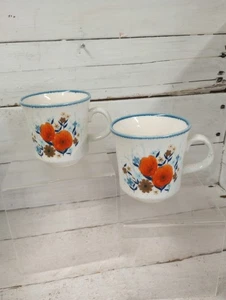 Mikasa Cordon Bleu Gay Paree Kaffeetassen Tassen 2er Set Orange Mohn Blumen Japan - Bild 1 von 7