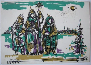 Hans Prähofer (1920-2005) Sternsinger Serigrafie 197 Weihnachtskarte signiert - Bild 1 von 4