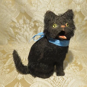 Whimsical Mechanical Cat - Good Working Order - Mohair Fur - Picture 1 of 6