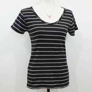 Lucky Brand Women's Black and White Striped Short Sleeve Tee Size S - Picture 1 of 6