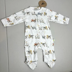 NEW Newborn Footie Farm Animal Tractor Imababywear Longsleeve Zipsuit Unisex - Picture 1 of 6