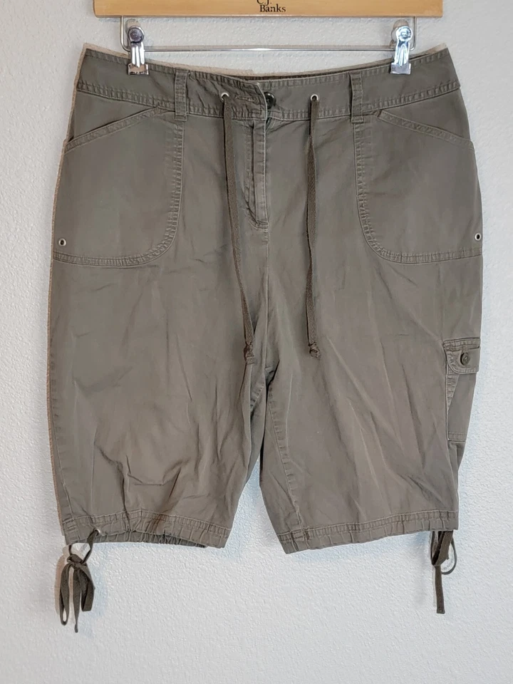 studio works pantalones cortos caquis mujer talla 16 cordón tiro alto exterior verde Foto 1 de 4