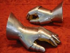 Gauntlet Gloves Armor Pair with Brass Accents Medieval Knight Crusader Accents