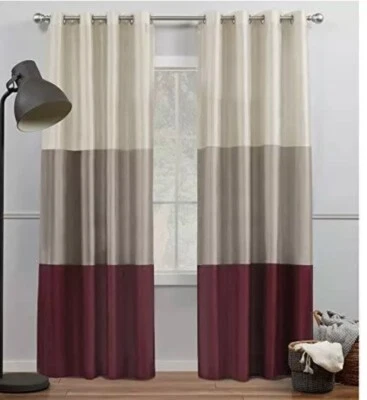 "Par (2) exclusivas cortinas para el hogar imitación seda ojal paneles de cortina 54" x 96"" NUEVO Foto 1 de 4