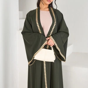 Dubai Turquía Mujeres Musulmán Vestido Abierto Cárdigan Abaya Kaftan Islámico Suelto Kimono - Imagen 1 de 20