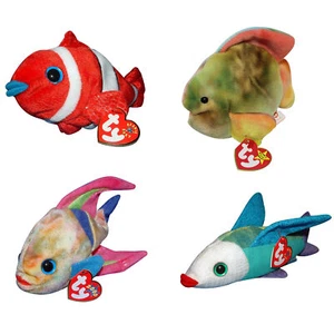 Ty Beanie Baby Lot of 4, Aruba, Coral, Jester and Propeller MWMT - Picture 1 of 5