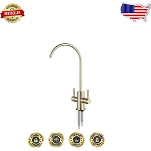 Sleek Deck Mount Kitchen Faucet - Dual Handle Brushed Gold Drinking Water Filter - Picture 1 of 2