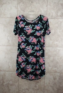 Schwarzes Bobbie Brooks Blumen Nachthemd Nachthemd Kurzarm Schlafshirt Gr. L - Bild 1 von 4