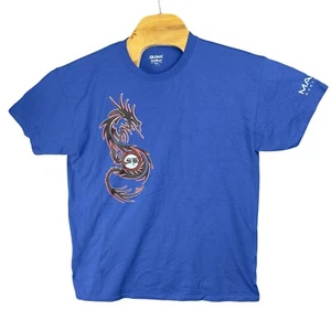 Gildan Karate Dragon T-Shirt Youth L Blue Short Sleeve Cotton Polyester - Picture 1 of 8
