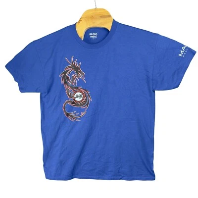 Camiseta Gildan Karate Dragon Juvenil L Azul Manga Corta Algodón Poliéster Foto 1 de 4