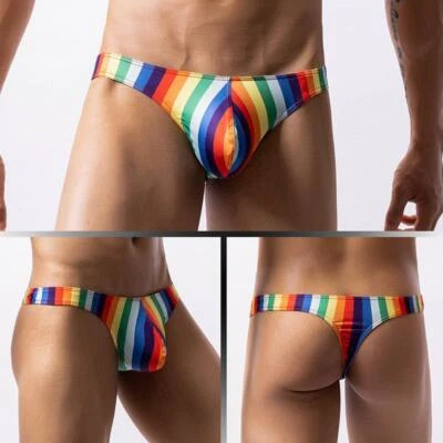 Sexy Men's U Convex Thong Low Waist Underwear G String T-Back Panties Printed  ∂ - Image 1 of 4