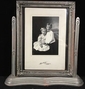 Vintage Art Deco Swivel 7x9.5" Photo Picture Frame Swing Tilt Antique Wood - Picture 1 of 3