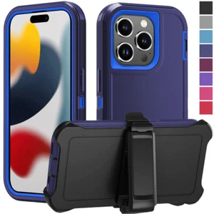 Defender Case Cover with Belt Clip Holster For iPhone 16 15 14 13 12 11 Pro Max - Picture 1 of 37