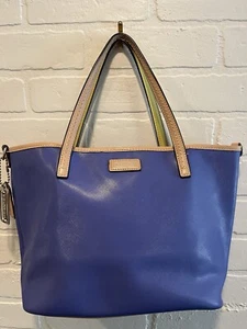 Coach F25663 Park Metro Small Leather Tote Porcelain Blue Bag Charm Read - Picture 1 of 13